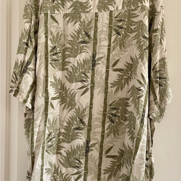 PURITAN Men’s Cream & Green Hawaiian Short Sleeve Button Up Pocketed Shirt-XL - Picture 2 of 3